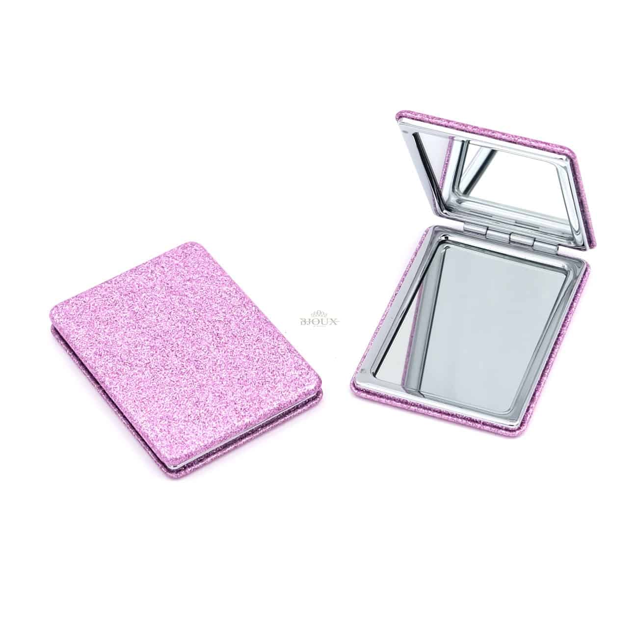 Specchietto da borsa glitter rosa 