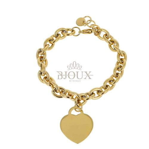 Bracciale color oro con cuore in acciaio