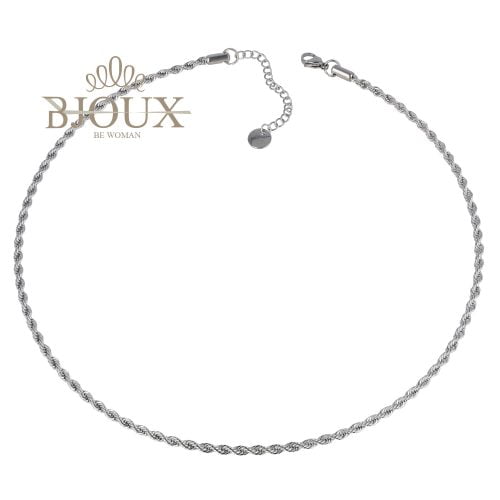 Collana girocollo torchon 2 mm in acciaio argento