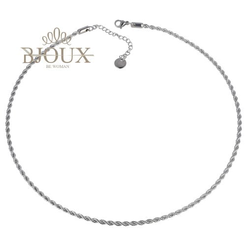 Collana girocollo torchon 3 mm in acciaio argento