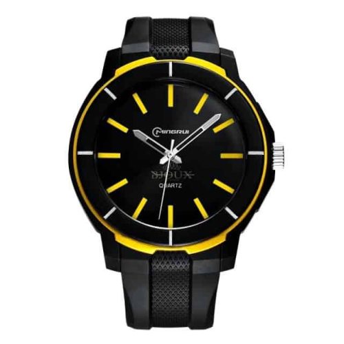 Orologio da uomo subacqueo nero con bordo giallo