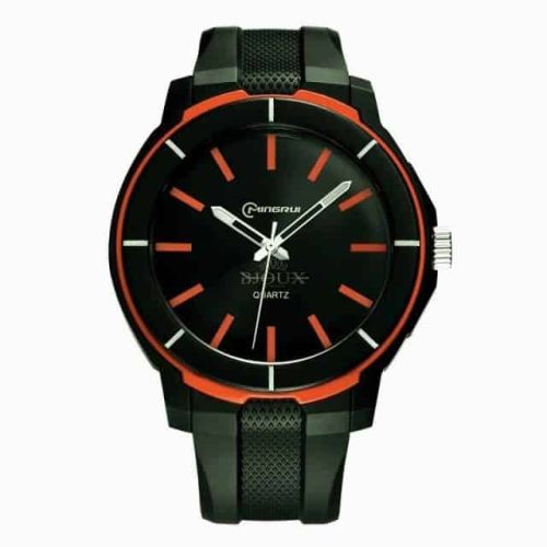 Orologio da uomo subacqueo nero con bordo arancio