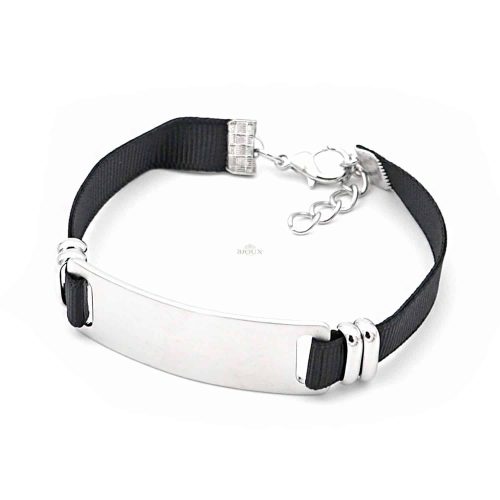 Bracciale per uomo metallo rodiato satinato