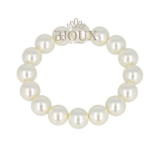 Bracciale bijoux con perle bianche da 12 mm