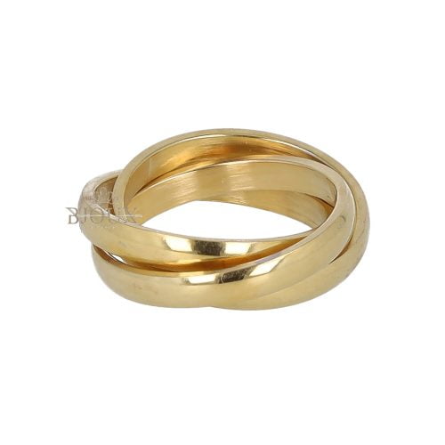 Anello fedina acciaio ad incrocio tris oro