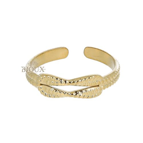 Anello fascia con nodo in acciaio dorato