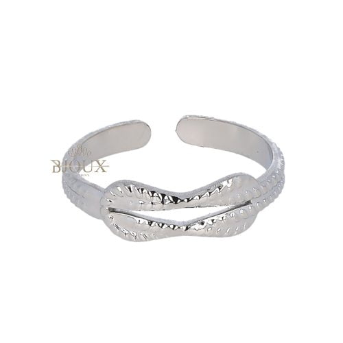 Anello fascia con nodo in acciaio rodiato