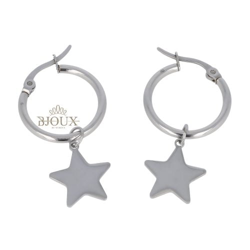 Orecchini cerchietto 20mm rodiato con stelle
