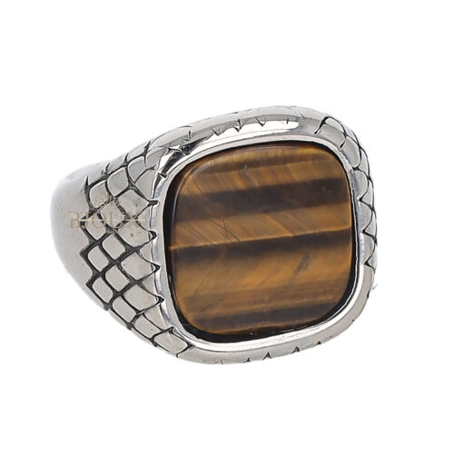 Anello da uomo in acciaio con centrale colorato