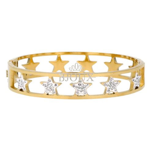 Bracciale bangle in acciaio oro con stelline kry