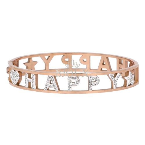 Bracciale bangle acciaio oro rosa : Happy
