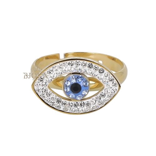 Anello con occhio di strass fascia oro