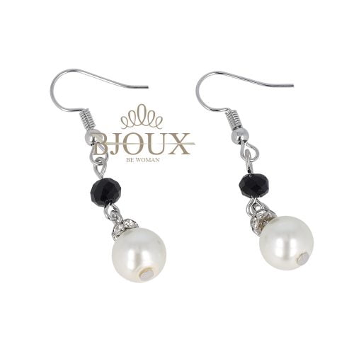 Orecchini pendenti in ottone con perla