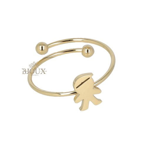Anello in acciaio dorato con bimbo