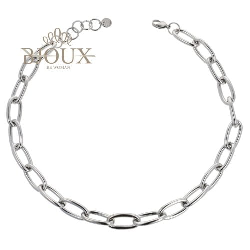 Collana girocollo acciaio catena ovale color rodio