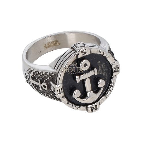 Anello da uomo in acciaio con ancora