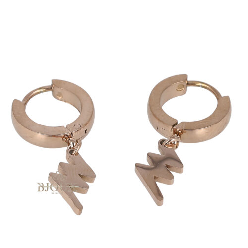 Orecchini in acciaio rosè cerchietto con fulmine