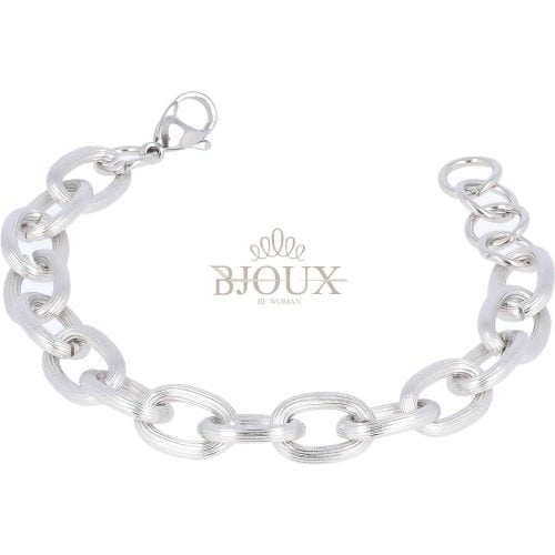 Bracciale donna in acciaio catena rodiata