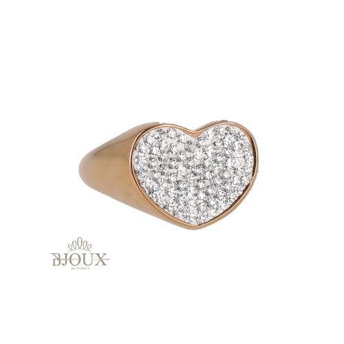 Anello chevalier con cuore oro rosa