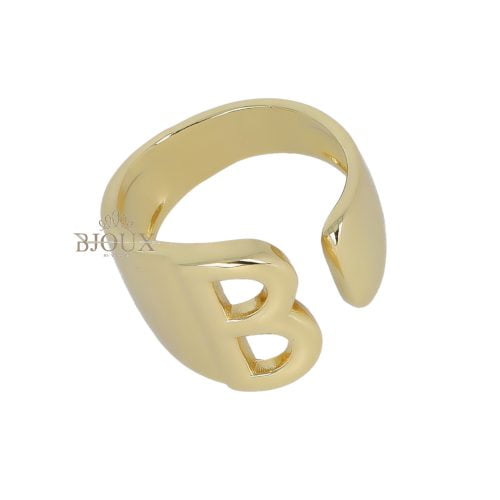 Anello aperto regolabile con iniziale lettera oro