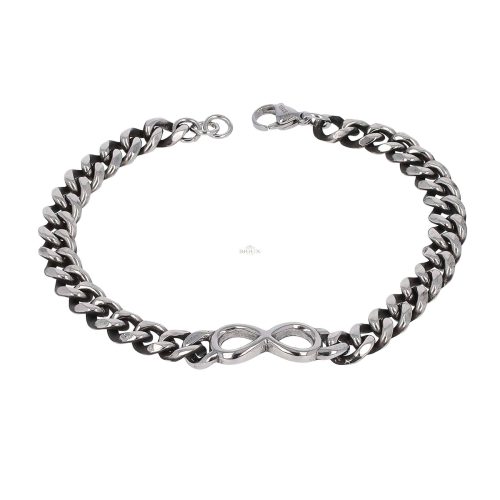 Bracciale in acciaio rodiato anticato con infinito