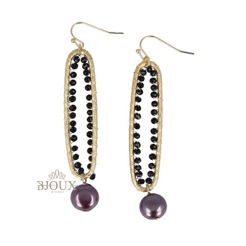 Orecchini gold con pendente perla in vetro