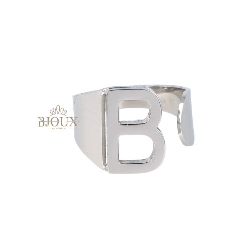 Anello in acciaio rodiato con iniziale nome