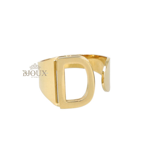 Anello in acciaio dorato con iniziale nome