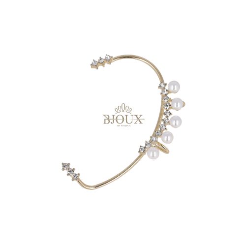 Orecchino earcuff con perline e zirconi color oro