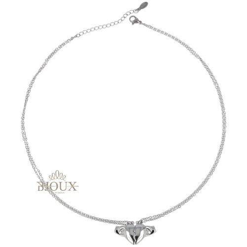 Collana cuore spezzato in acciaio rodiato