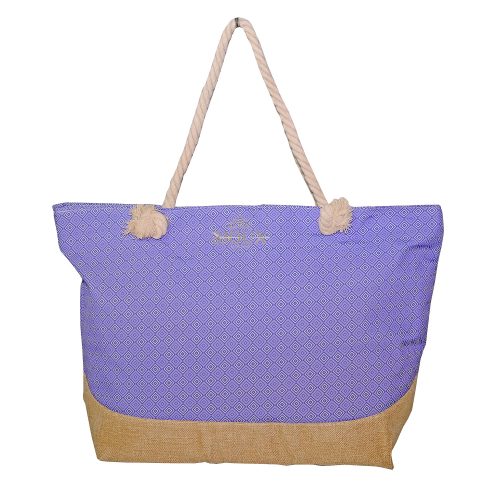 Borsa mare in tessuto 2 tone blue e sabbia