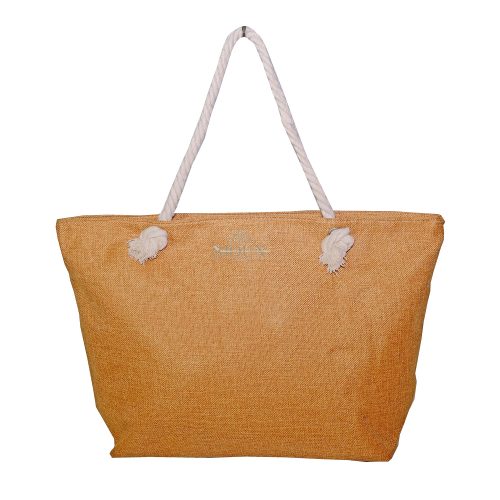 Borsa mare in tessuto tinta unita brown