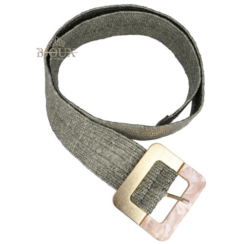Cintura green con fibbia quadrata metallo e madreperla