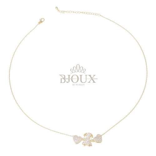 Collana girocollo in ottone gold con bimba di zirconi