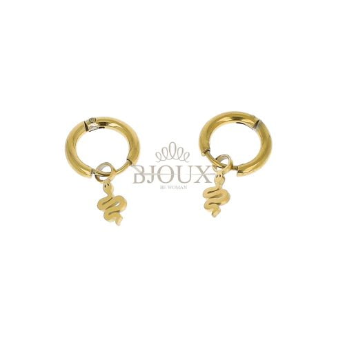 Orecchini cerchio 10mm in acciaio con snake oro