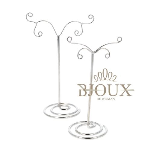 Espositore 2 porta orecchini in metallo rodiato