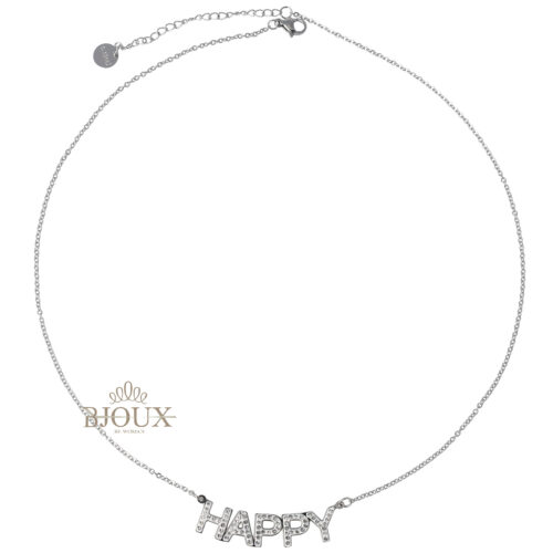 Collana acciaio con scritta happy