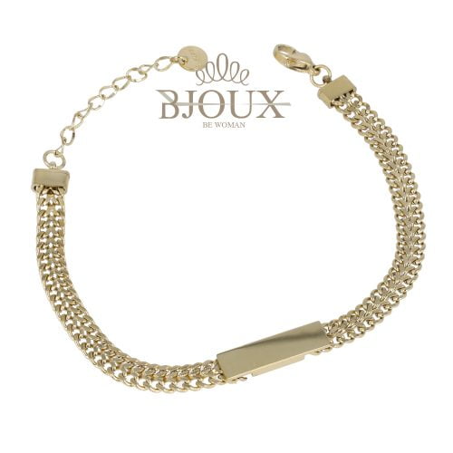 Bracciale catena acciaio dorato con targhetta