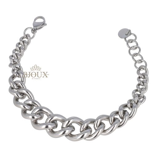 Bracciale in acciaio a catena color rodio