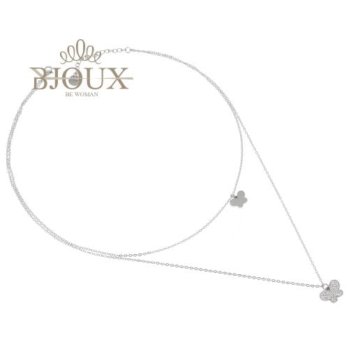 Collana in acciaio 2 fili con farfalle