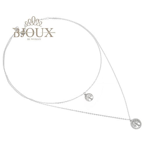 Collana in acciaio 2 fili con albero della vita
