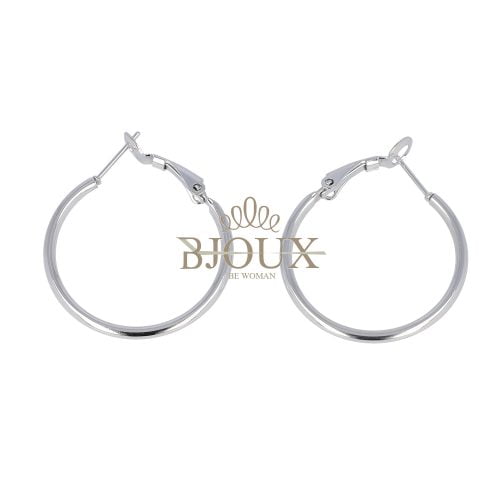 Orecchini rodio in acciaio a cerchio diam.30