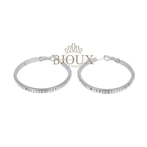 Orecchini in acciaio rodio a cerchio diam.40 mm