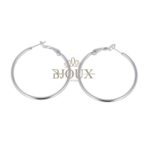 Orecchini rodio in acciaio a cerchio diam.40