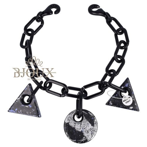 Collana catena girocollo con pendenti forma geometrica