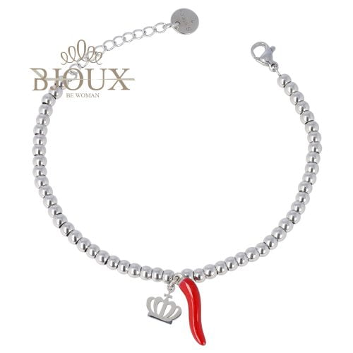Bracciale in acciaio a pallino con corona