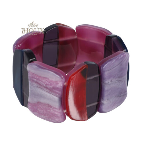Bracciale elastico fatto a mano con pietre in plastica viola