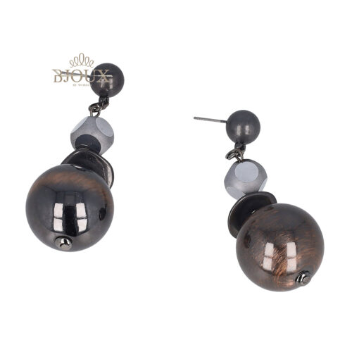 Orecchini perno con cubo e sfera satinata