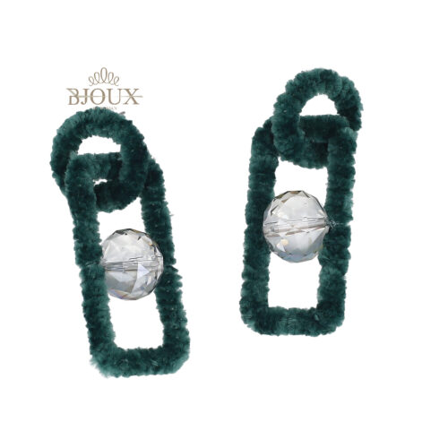 Orecchini con perno rivestito in velluto verde