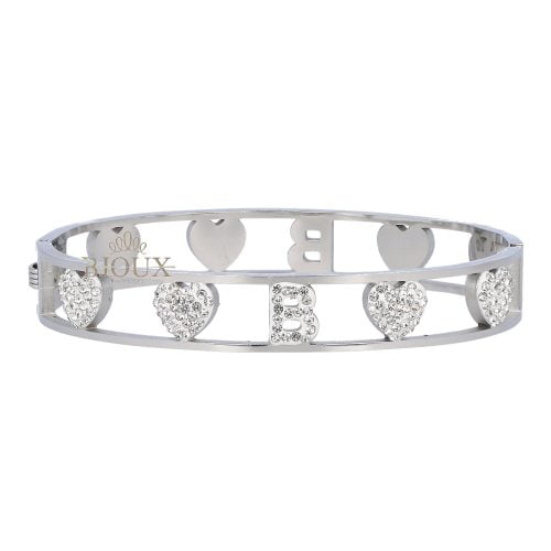 Bracciale bangle acciaio con lettera iniziale B